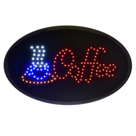 LED Coffee Sign, Oval, 19 X 10, PK2